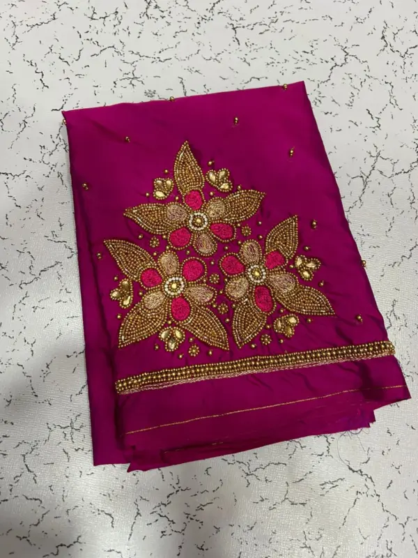 Blooming Elegance Floral Beads Maggam Work Blouse for Luxe Occasions