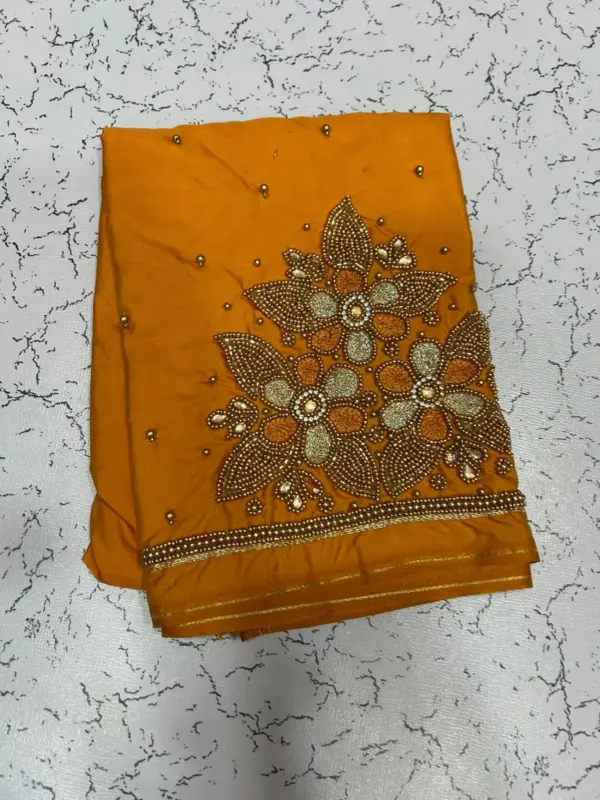 Blooming Elegance Floral Beads Maggam Work Blouse for Luxe Occasions