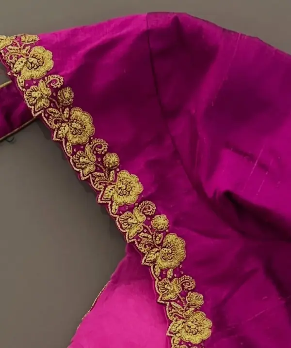 Bridal Pink Zardosi Maggam Work Blouse in Premium Raw Silk Designer Elegance for Wedding Day