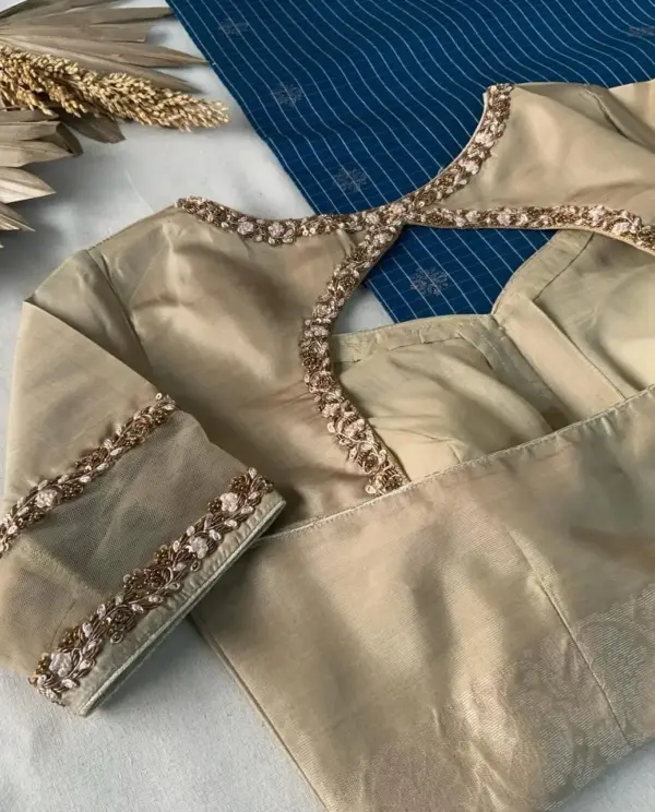 Buy Beige Net Blouse Online Elegant Party Wear Designer Blouse for Women