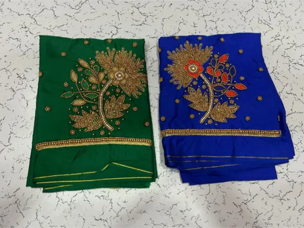 Divine Bloom Lotus Beads Aariwork Blouse at Special Offer Price