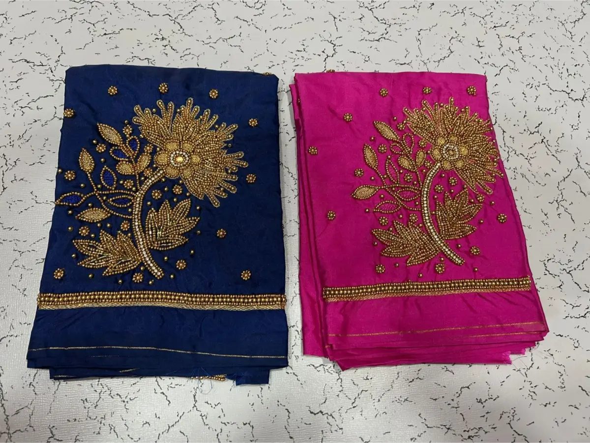 Divine Bloom Lotus Beads Aariwork Blouse at Special Offer Price 4