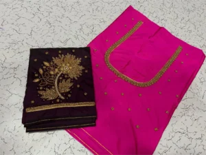 Divine Bloom Lotus Beads Aariwork Blouse at Special Price 5