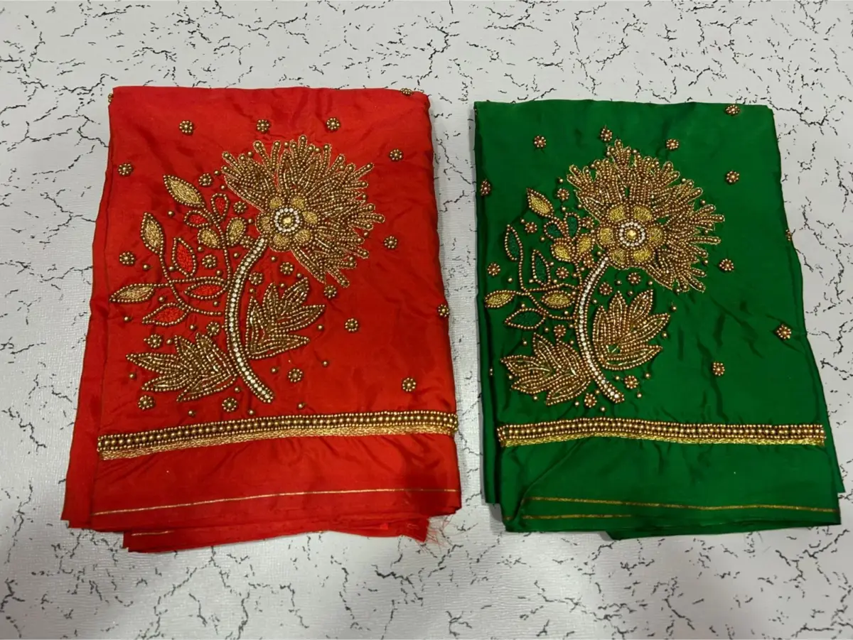 Divine Bloom Lotus Beads Aariwork Blouse at Special Offer Price 6