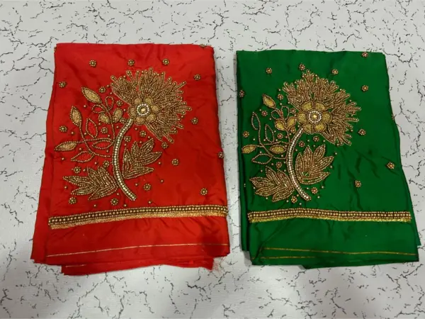 Divine Bloom Lotus Beads Aariwork Blouse at Special Offer Price