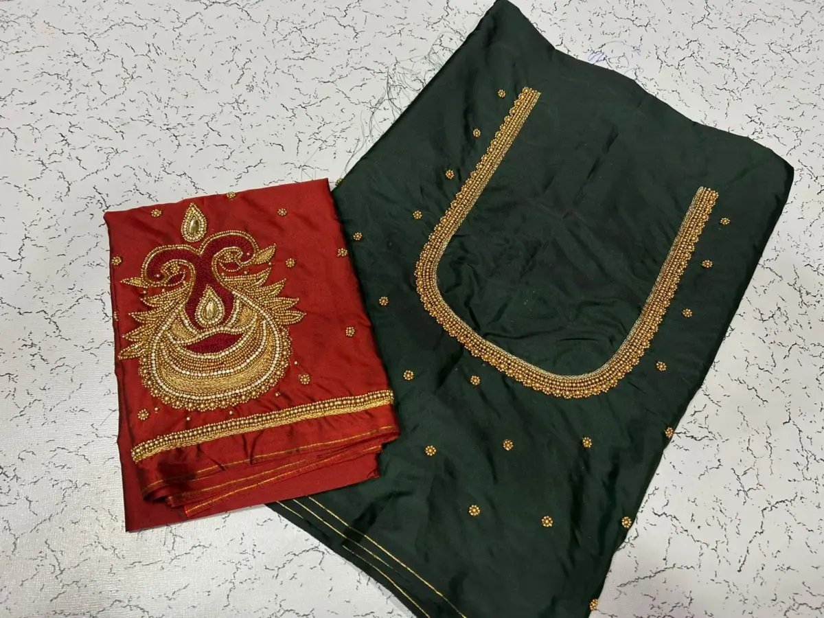 Elegant Blue Badam Aari Work Blouse  Unmissable Festive Offer! 3