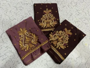 Elegant Floral Maggam Blouse with Beads Today 14