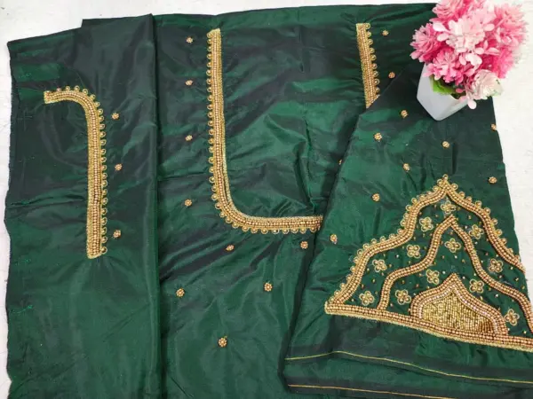 Elegant Green Aari Work Partywear Blouse Limited Time Offer!