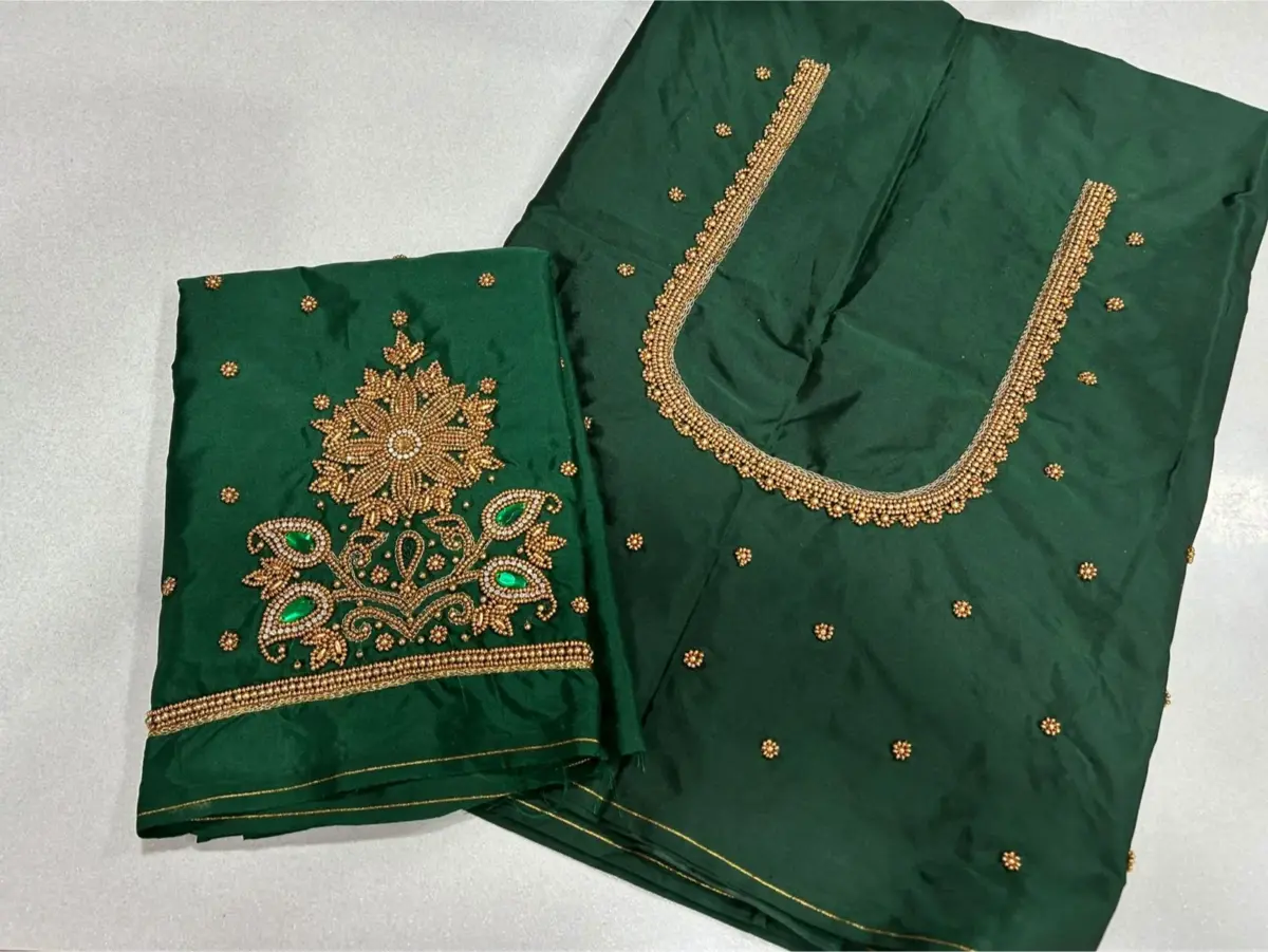 Elegant Green Designer Bridal Blouse – Grand Wedding Look at Exclusive Offer! 1