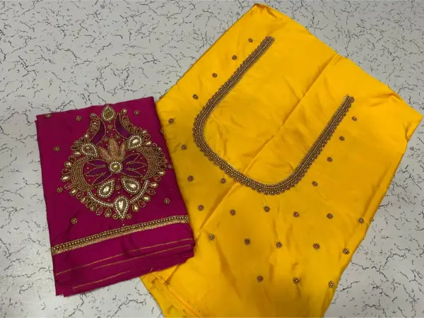 Elegant Muse: Designer Badam Beads Aari Embroidery Buti Blouse