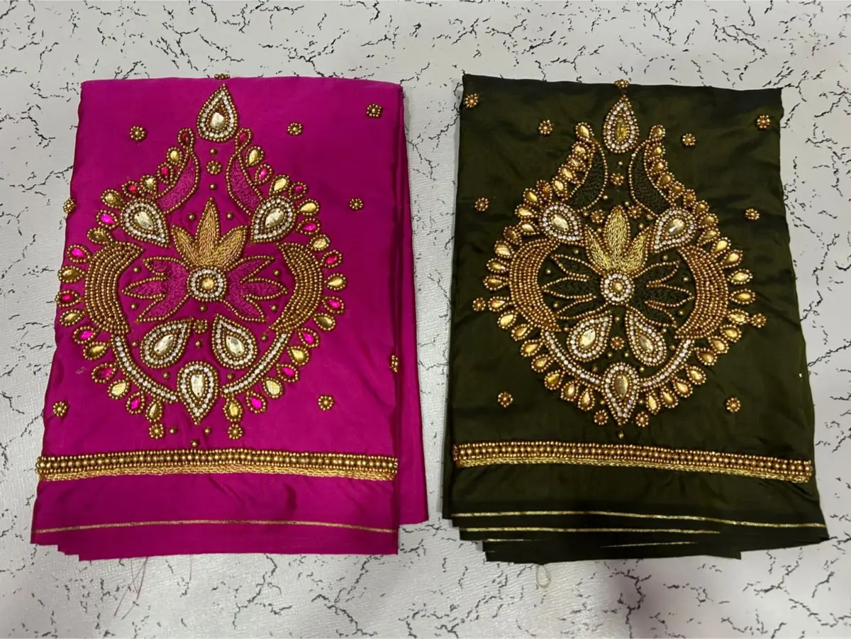 Elegant Muse: Designer Badam Beads Aari Embroidery Buti Blouse 11