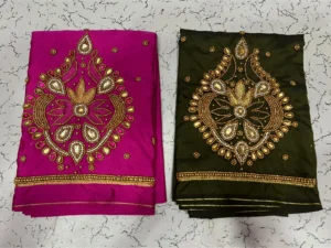 Elegant Muse: Designer Badam Beads Aari Embroidery Buti Blouse 11