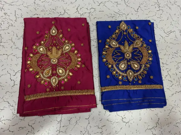 Elegant Muse: Designer Badam Beads Aari Embroidery Buti Blouse