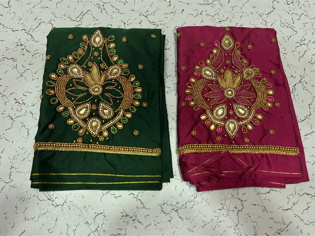 Elegant Muse: Designer Badam Beads Aari Embroidery Buti Blouse 4