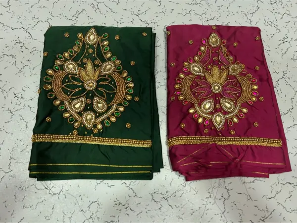 Elegant Muse: Designer Badam Beads Aari Embroidery Buti Blouse