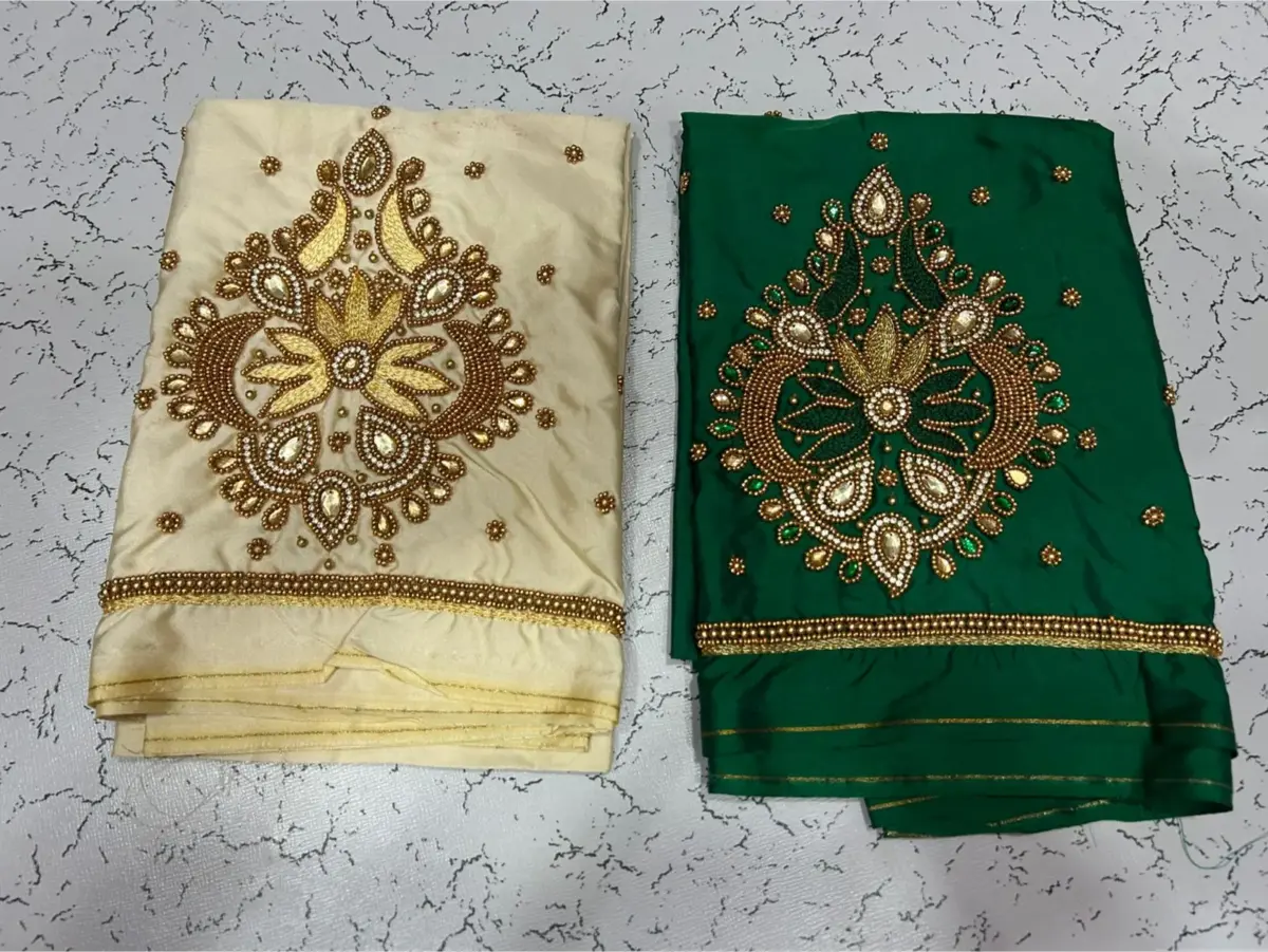 Elegant Muse: Designer Badam Beads Aari Embroidery Buti Blouse 5