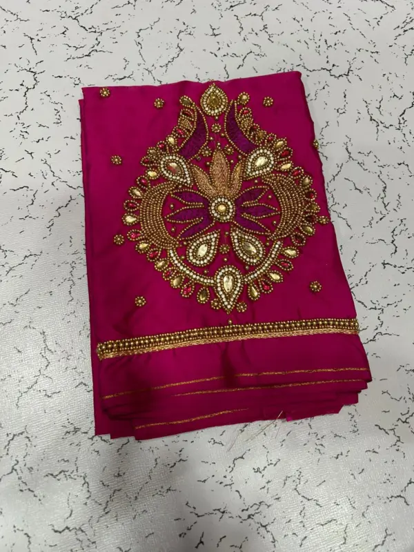 Elegant Muse: Designer Badam Beads Aari Embroidery Buti Blouse