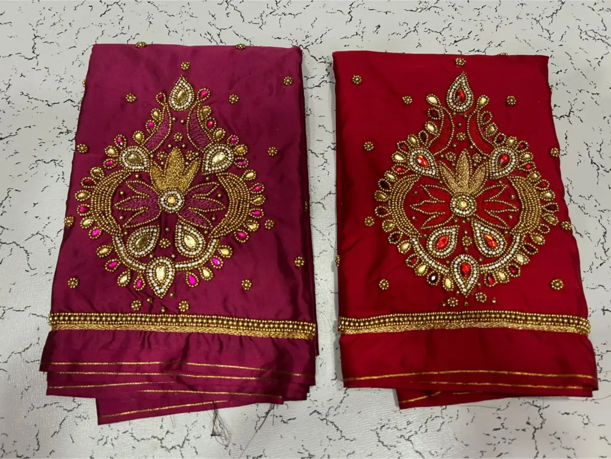 Elegant Muse: Designer Badam Beads Aari Embroidery Buti Blouse 8