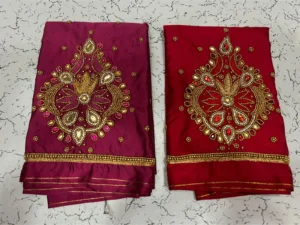 Elegant Muse: Designer Badam Beads Aari Embroidery Buti Blouse 8