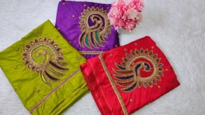 Elegant Peacock Bliss Blue Aari Work Blouse at Special 10