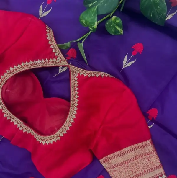 Elegant Red Minimal Bridal Maggam Work Blouse Timeless Charm for Modern Brides