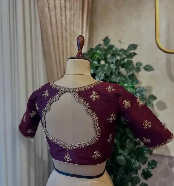 Exclusive Wine Colour Bridal Blouse with Royal Zardosi Work