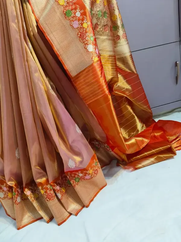 Exquisite Pure Banarasi Kadhwa Tissue Silk Saree with Sona Rupa Zari & Meena Borders