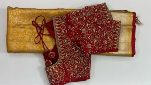 Exquisite Red Maggam Bridal Blouse – All Over Heavy Embroidery 3