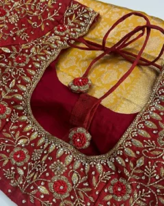 Exquisite Red Maggam Bridal Blouse – All Over Heavy Embroidery 4