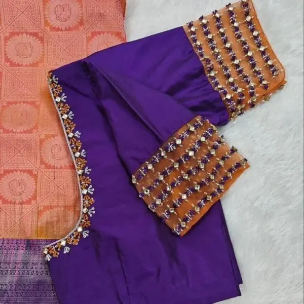 Glamorous Purple Net Maggam Work Blouse Perfect Party Wear Elegance