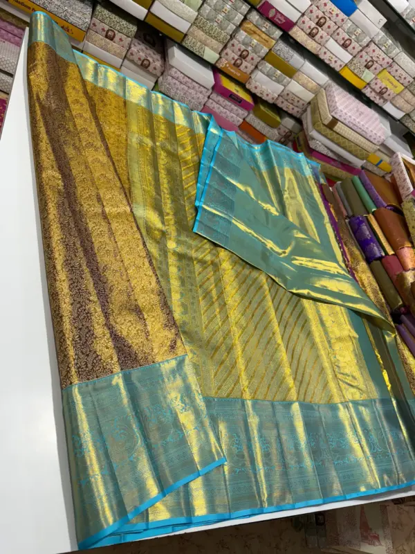 Golden Glow Pure Tissue Bridal Saree with Handloom Excellence