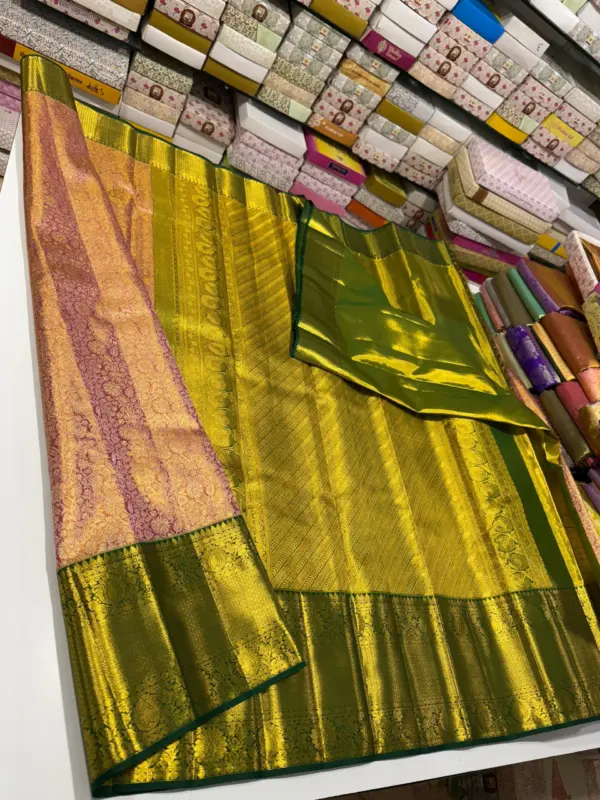 Golden Glow Pure Tissue Bridal Saree with Handloom Excellence