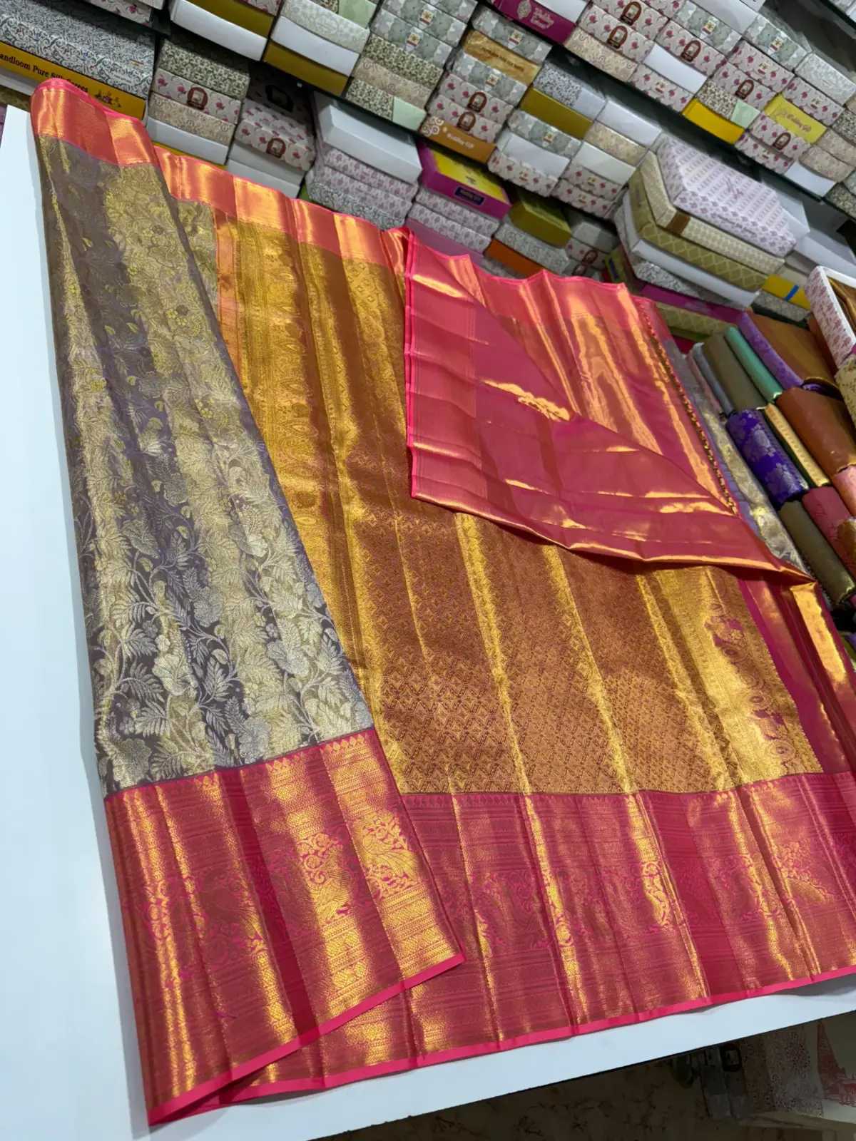 Golden Glow Pure Tissue Bridal Saree with Handloom Excellence 19