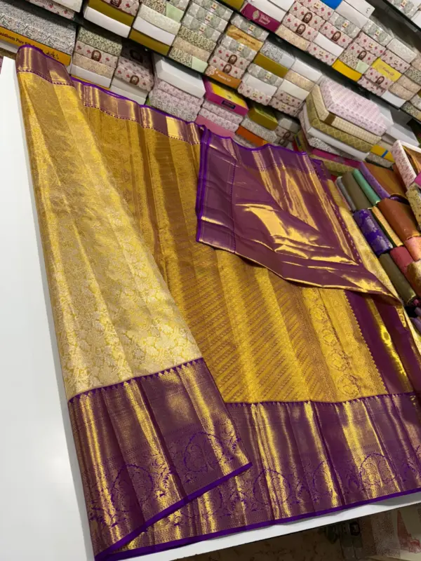 Golden Glow Pure Tissue Bridal Saree with Handloom Excellence