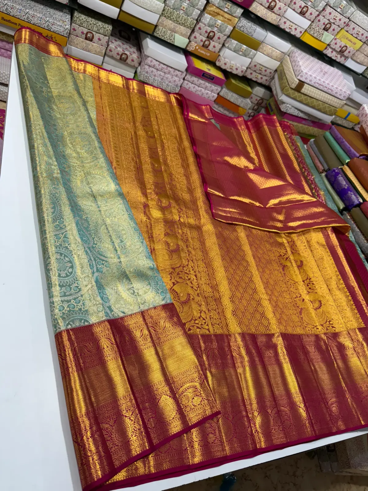 Golden Glow Pure Tissue Bridal Saree with Handloom Excellence 21