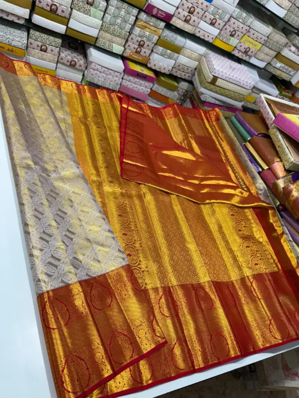 Golden Glow Pure Tissue Bridal Saree with Handloom Excellence