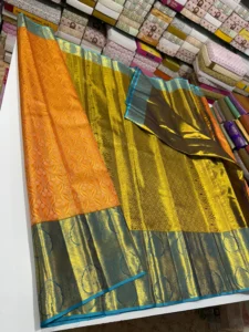 Golden Glow Pure Tissue Bridal Saree with Handloom Excellence 6