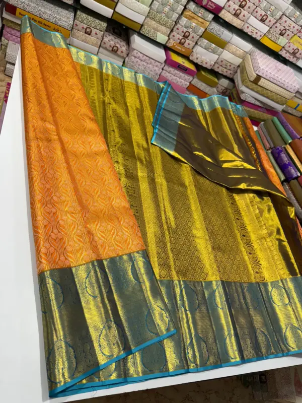 Golden Glow Pure Tissue Bridal Saree with Handloom Excellence