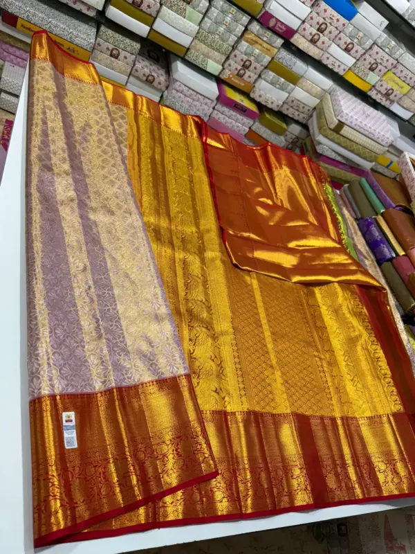 Golden Glow Pure Tissue Bridal Saree with Handloom Excellence