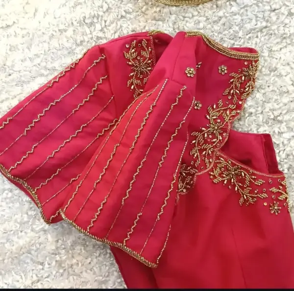 Grace in Every Thread Pink Designer Blouse with Classic Line Maggam Work