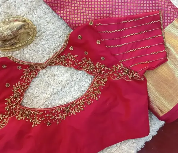 Grace in Every Thread Pink Designer Blouse with Classic Line Maggam Work
