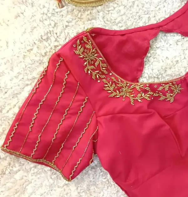 Grace in Every Thread Pink Designer Blouse with Classic Line Maggam Work