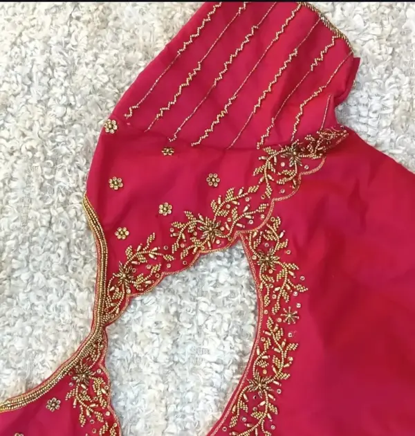 Grace in Every Thread Pink Designer Blouse with Classic Line Maggam Work