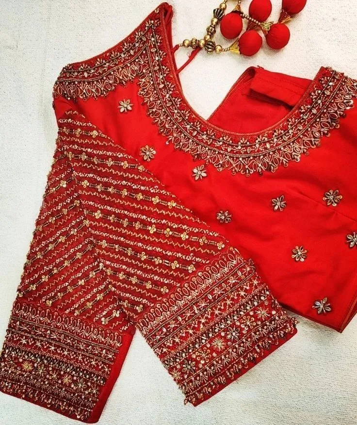 Grand Embroidery Maggam Blouse Red Bridal Heritage Design