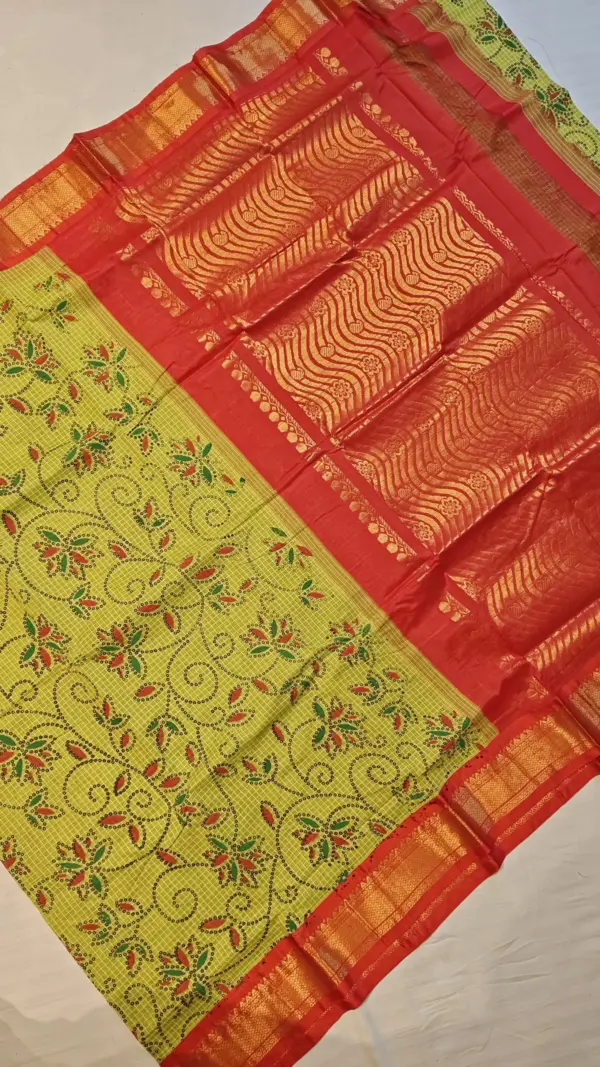 Heritage Gadwal Cotton Kalamkari Saree Masterpiece in Kuthu Interlock Weaving