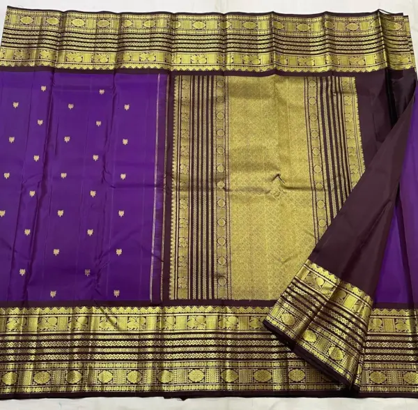 Luxury Kanchipuram Silk Saree with 1G+++ Pure Gold Zari Authentic Silk Mark Certified