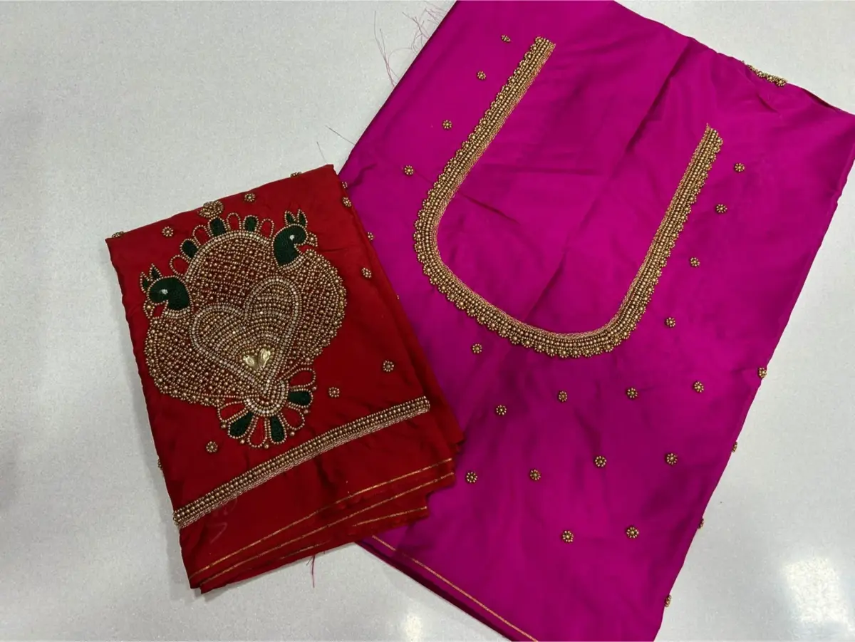 Majestic Double Peacock Aari Maggam Blouse  Limited Time Offer 8