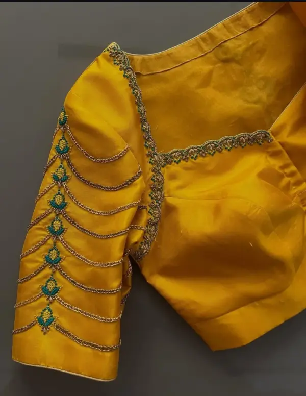 Mustard Yellow Full Sleeves Bridal Maggam Work Blouse Royal Elegance for Weddings Online