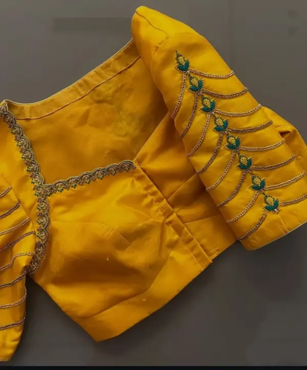 Mustard Yellow Full Sleeves Bridal Maggam Work Blouse Royal Elegance for Weddings Online