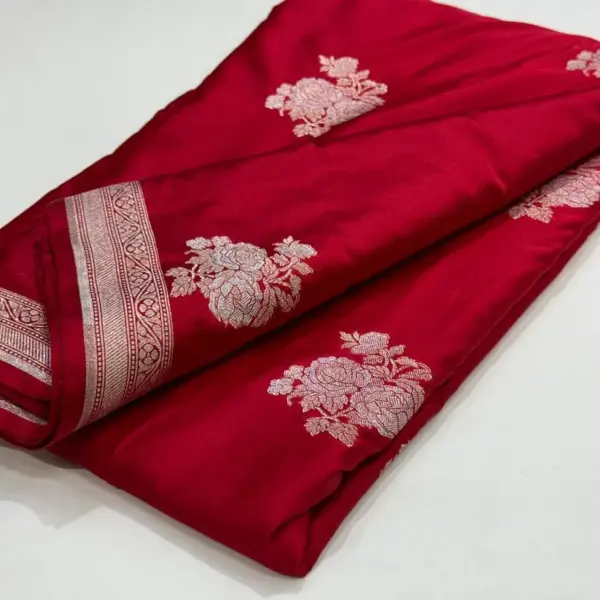 Premium Banarasee Musroo Silk Saree with Sona Roopa Weaving Flowy & Body Hugging Elegance